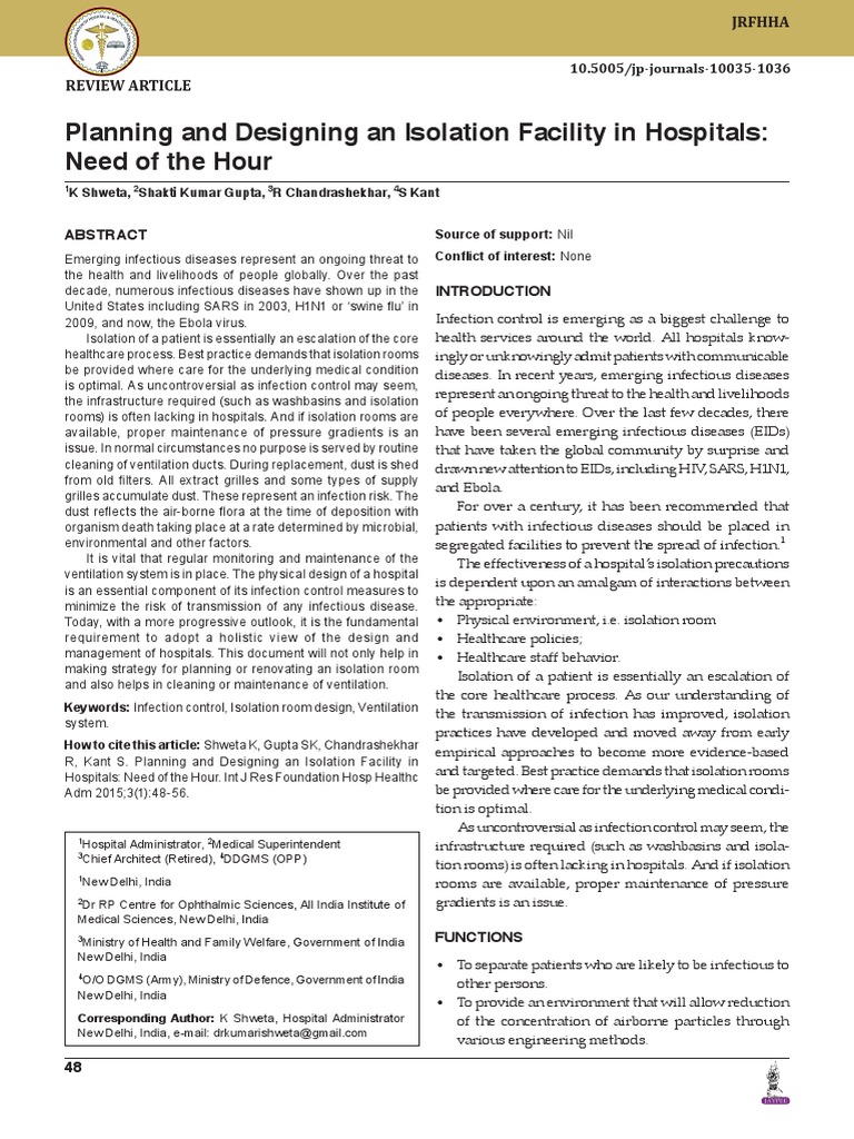 Designing Effective Isolation Rooms in Hospitals | PDF | Duct (Flow ...
