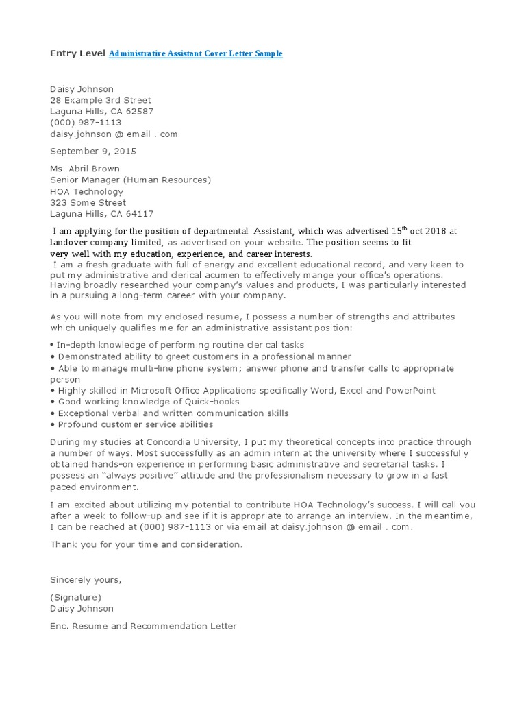 Business Administrator Cover Letter Template | Visme, image size:768x1024