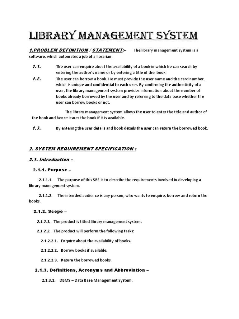 Library Management System | PDF | User (Computing) | Databases