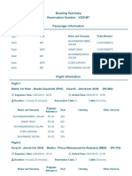 Booking Summary Reservation Number: V3ZKM7 Passenger Information