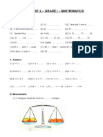 Cycle Test 2 - Grade I - Mathematics: I. Fill in The Blanks