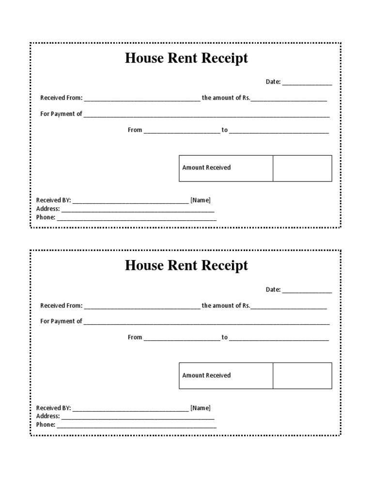 house rent receipt template pdf
