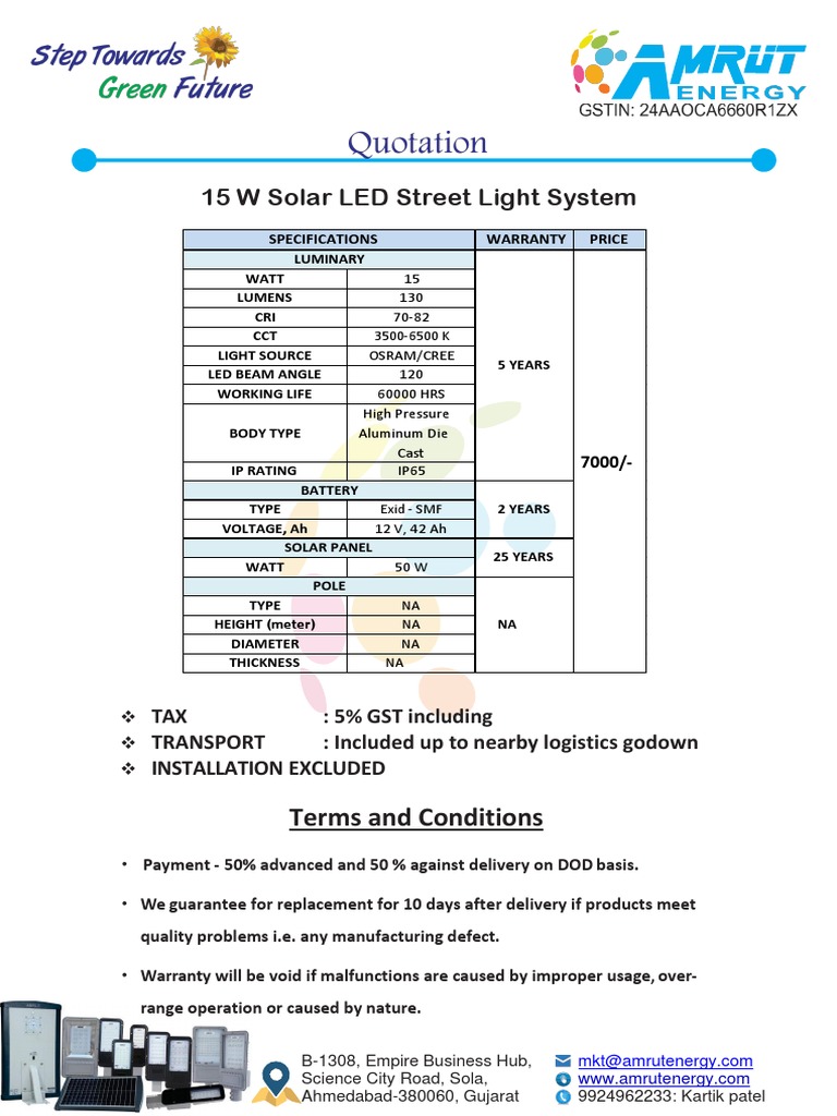 15W Solar LED Street Light Details | PDF | Technology & Engineering