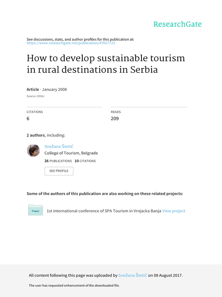 Sustainable Tourism in Rural Serbia | PDF | Tourism | Sustainability