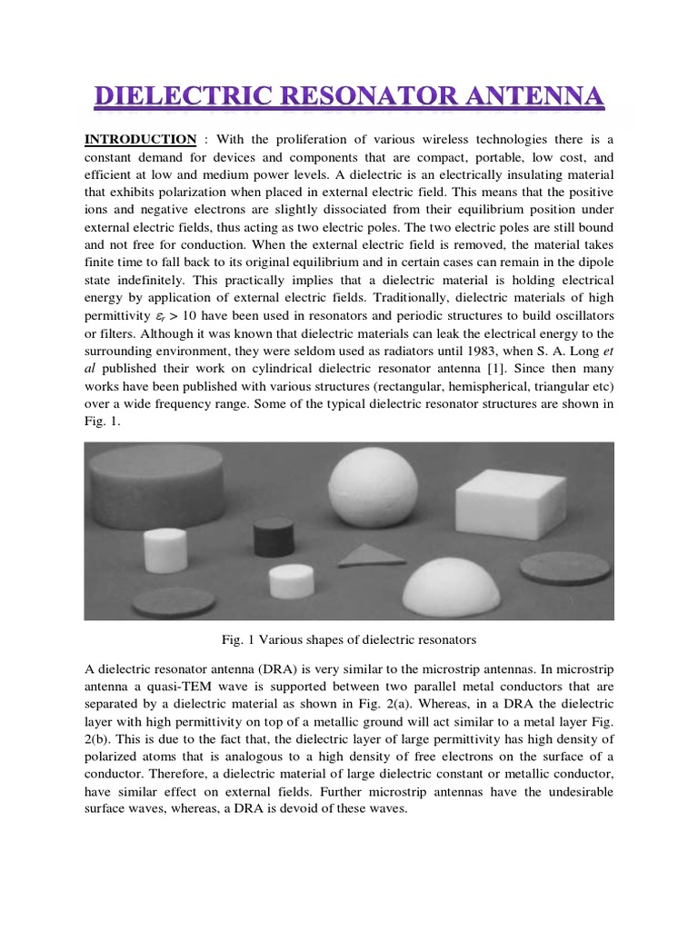 Dielectric Resonator Antenna Design Guide | PDF | Dielectric | Antenna ...