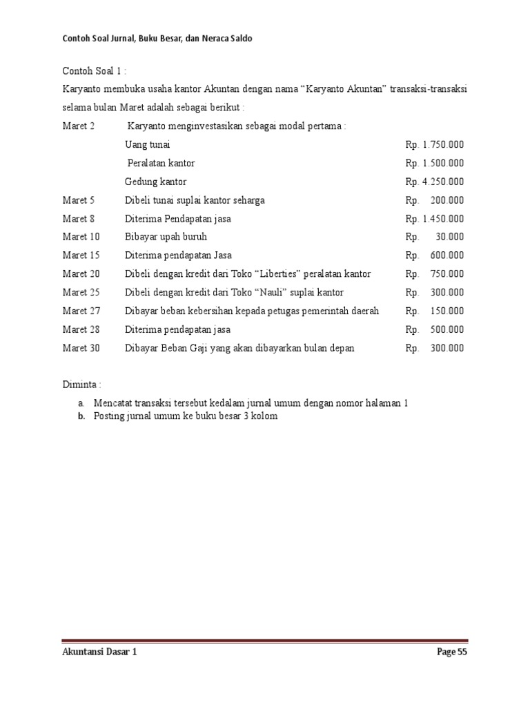 7 Contoh Soal Jurnal Dan Buku Besar Pdf