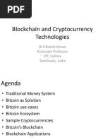 Blockchain and Cryptocurrency Technologies: Dr.P.Balakrishnan Associate Professor VIT, Vellore Tamilnadu, India