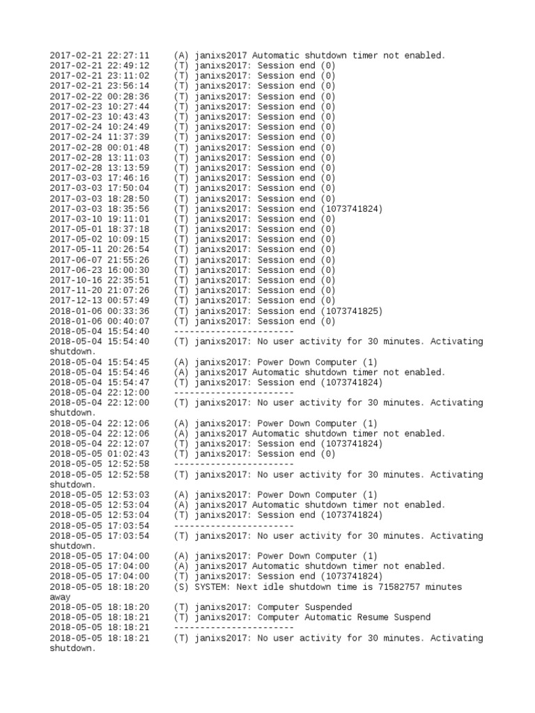 Janixs2017 Session Activity Log | PDF | Software | Computer Engineering