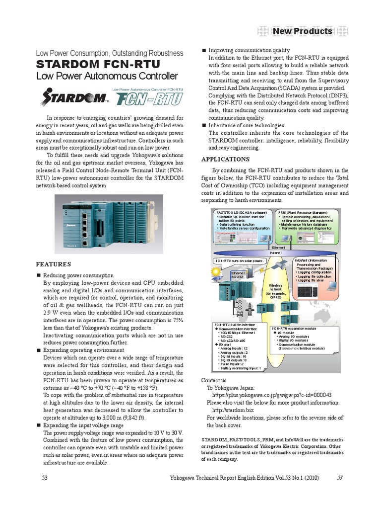 Stardom Fcn-Rtu: Low Power Autonomous Controller | PDF | Scada | Input ...
