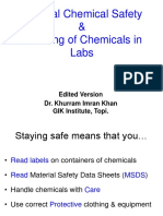 General Chemical Safety & Handling of Chemicals in Labs: Edited Version Dr. Khurram Imran Khan GIK Institute, Topi