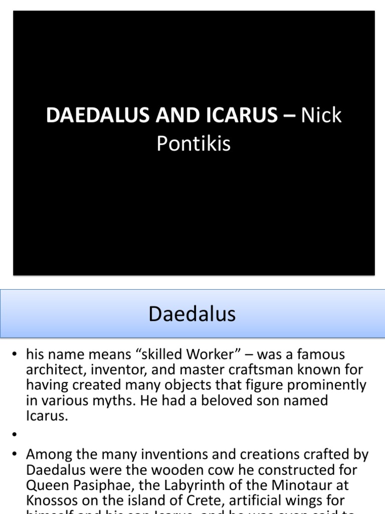 Daedalus And Icarus By Nick Pontikis Summary