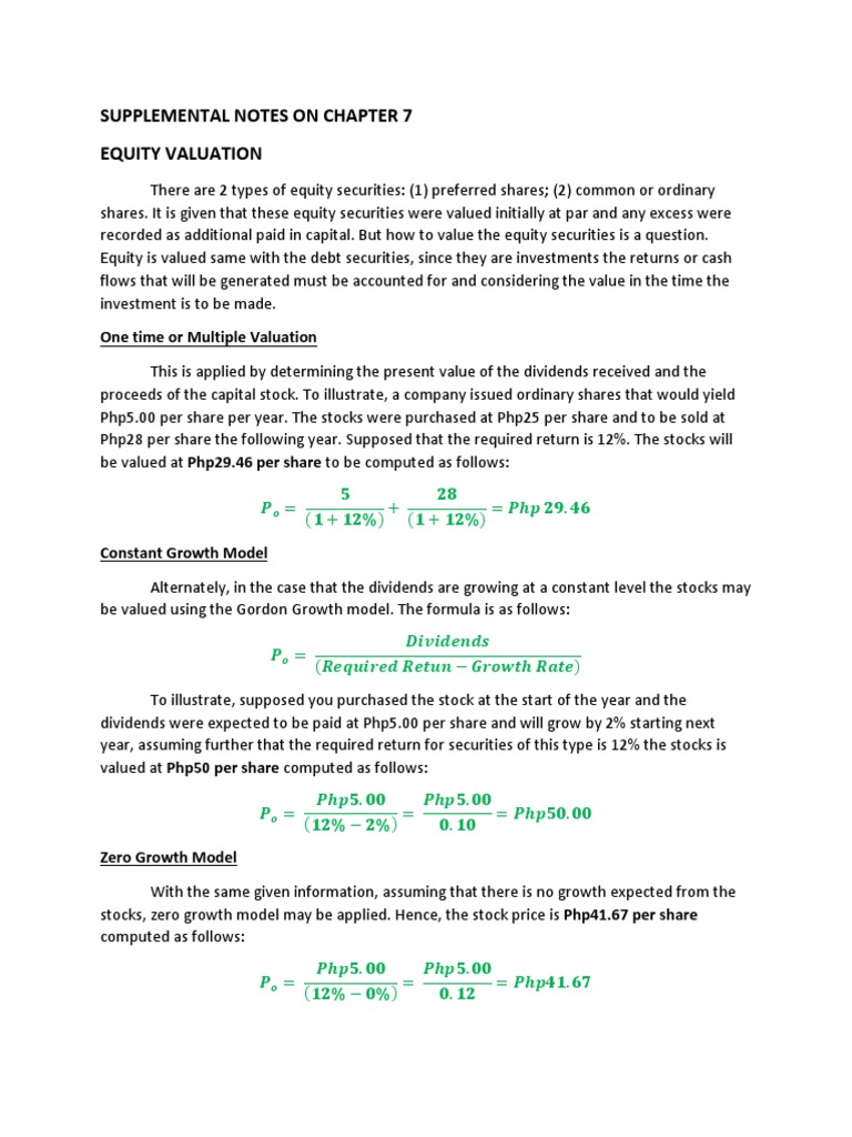 Equity Valuation Methods Explained | PDF | Stocks | Discounted Cash Flow
