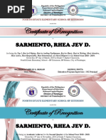 Certificate of Recognition: Sarmiento, Rhea Jev D