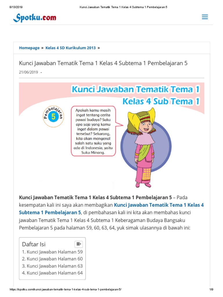 View Kunci Jawaban Tema 1 Kelas 4 Hal 3 Background