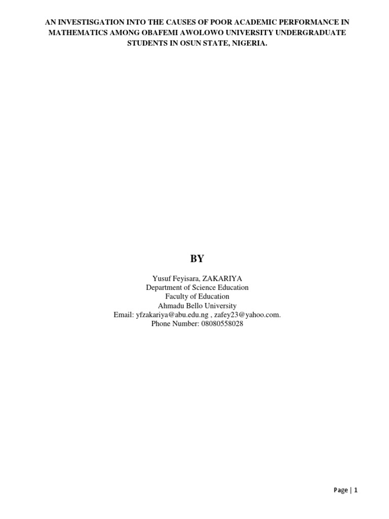 Causes of Poor Math Performance in Nigeria | PDF | Sampling (Statistics ...