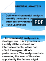 Environmental Analysis Objectives: 1. Define Environmental Analysis. 2. Identify The Factors That Affect Business Environment 3. PESTLE Analysis