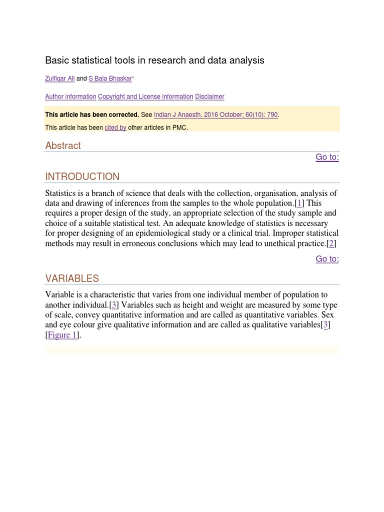 Basic statistical tools in research and data analysis pdf mean median