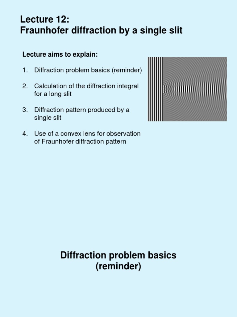 PHY227-Lecture12 Diffraction by A Single Slit PDF | PDF | Diffraction ...
