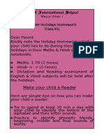 KG Class Winter Holiday Homework Tips