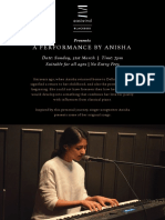 A Performance by Anisha: Date: Sunday, 31st March - Time: 7pm Suitable For All Ages - No Entry Fees