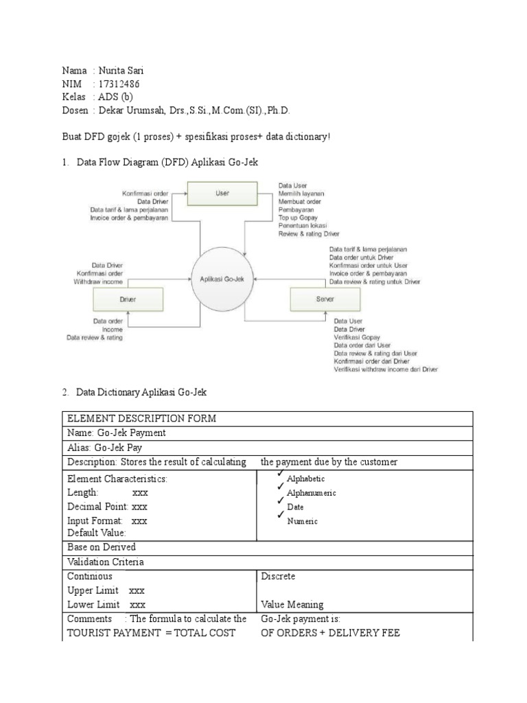 DFD and Data Dictionary for Go-Jek | PDF