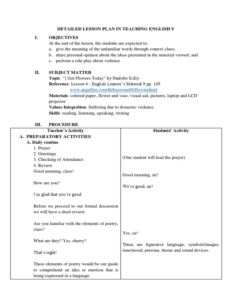 Analyzing Domestic Violence Through Poetry A Close Reading of "I Got Flowers Today PDF