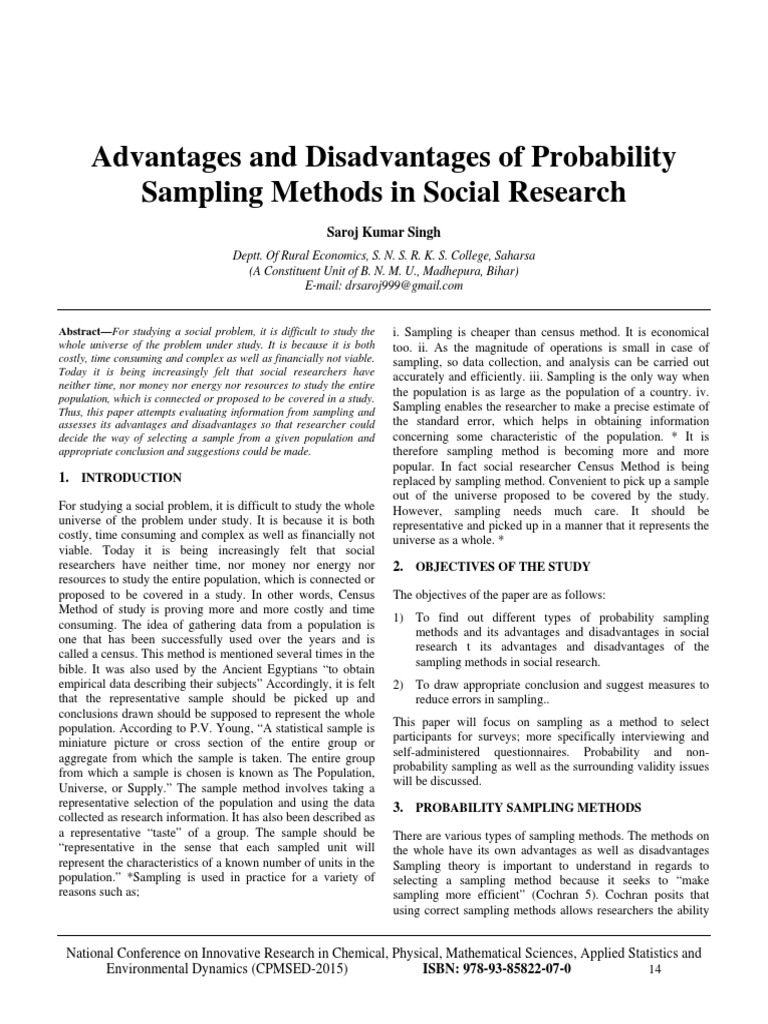 advantages and disadvantages | Sampling (Statistics) | Stratified Sampling