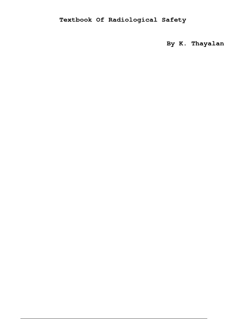 Textbook of Radiological Safety by K. Thayalan PDF Medical Imaging