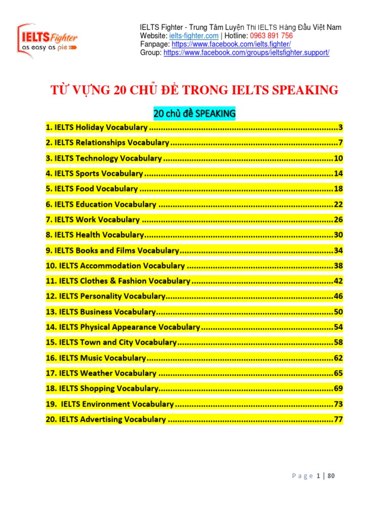 IELTS Speaking Vocabulary by Topic | PDF | Internet | Web Page