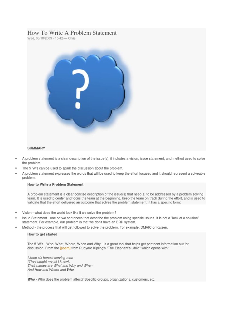 How To Write A Problem Statement | PDF | Cognition | Business