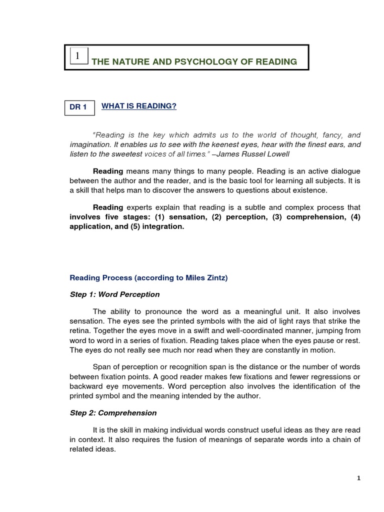 Understanding the Reading Process | PDF | Perception | Reading ...