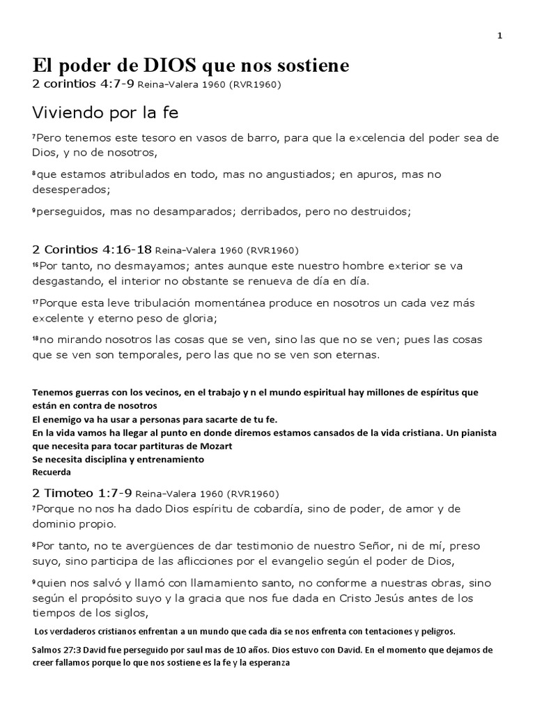 El poder de Dios que nos sostiene | PDF | Cristo (título) | Oración