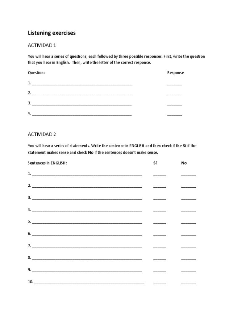 Listening Exercises | PDF
