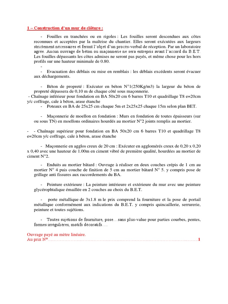 Mur De Clôture Pdf Mortier Matériau Maçonnerie