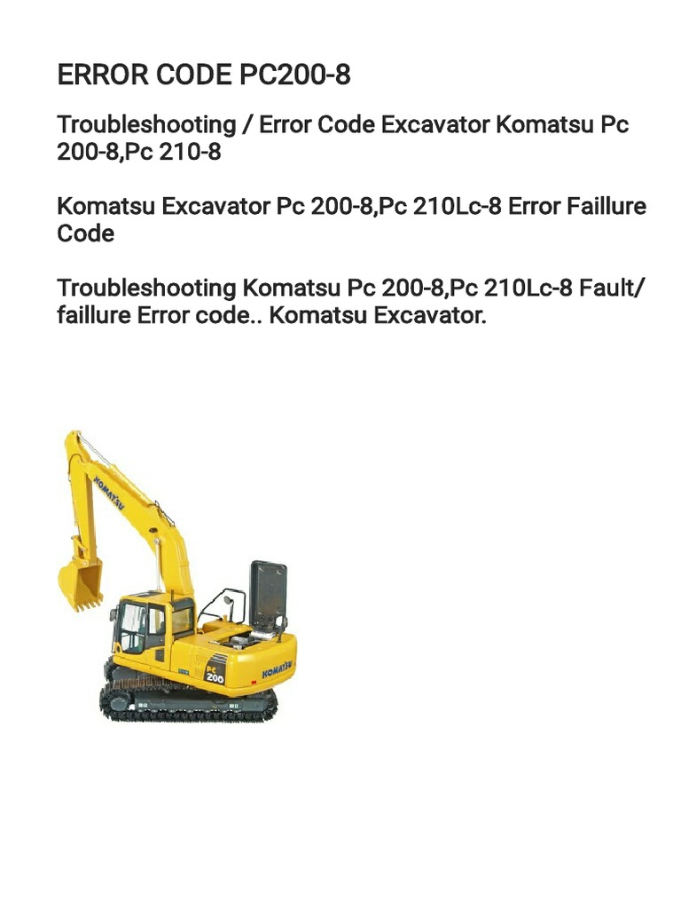 PC200-8 Error Code | PDF | Fuel Injection | Engines