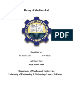 Theory of Machines Lab: Department of Mechanical Engineering University of Engineering & Technology Lahore, Pakistan