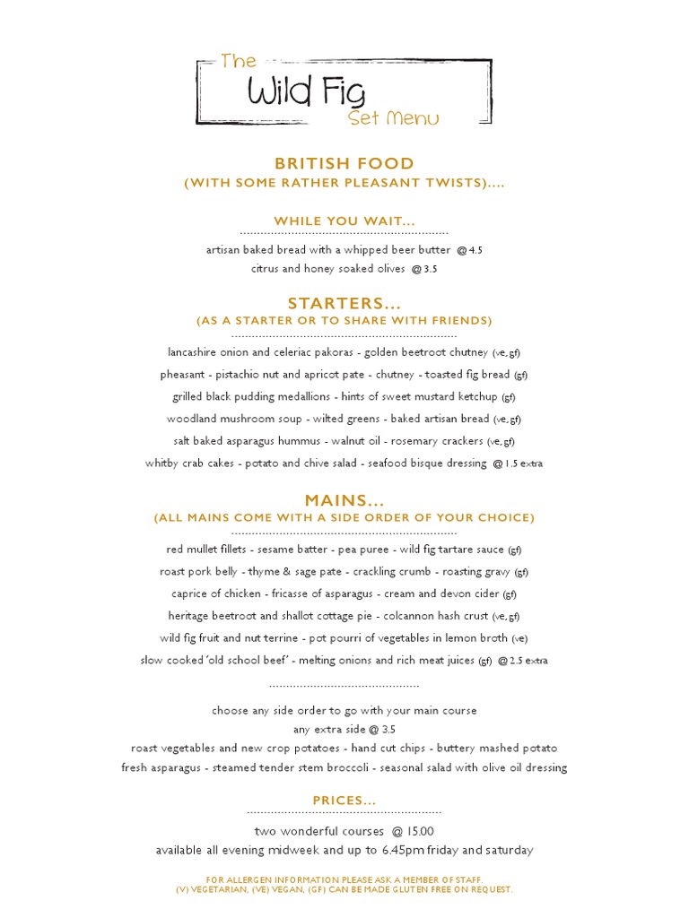 Set Menu: British Food | PDF | Salad | Potato