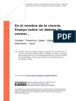 Cendali, Florencia, Coppo, Magali y (..) (2008) - en El Nombre de La Ciencia. Ensayo Sobre Un Debate de Verano PDF