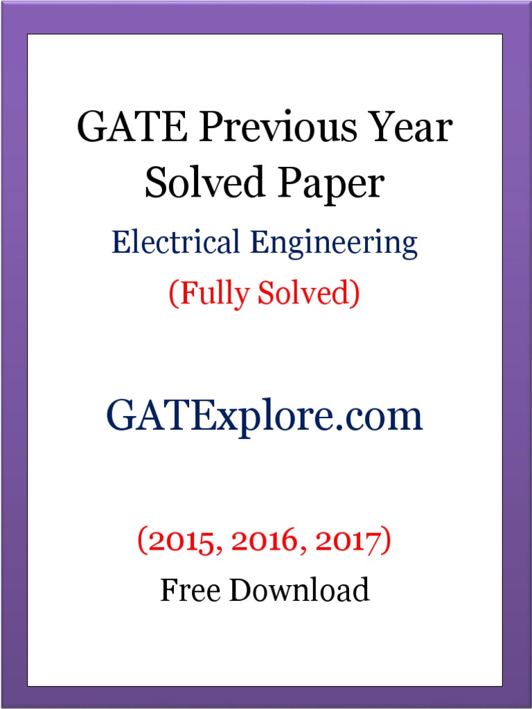 GATE Previous Year Solved Papers EE PDF | PDF | Transformer | Inductance
