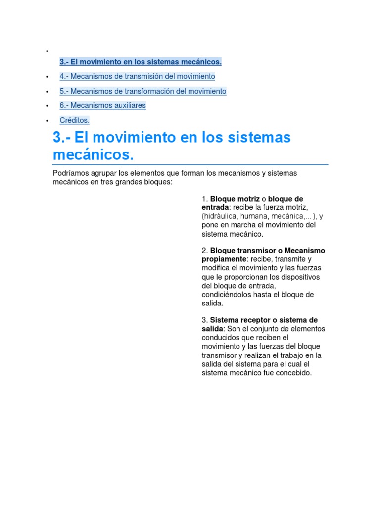 Movimiento En Sistemas Mecánicos Pdf Creative Commons Science