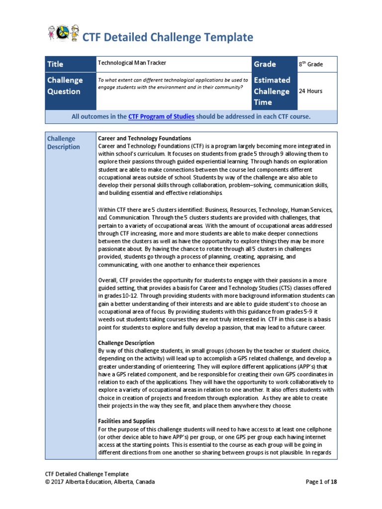 Carew Myken - CTF - Challenge Planning | PDF | Literacy | Competence ...