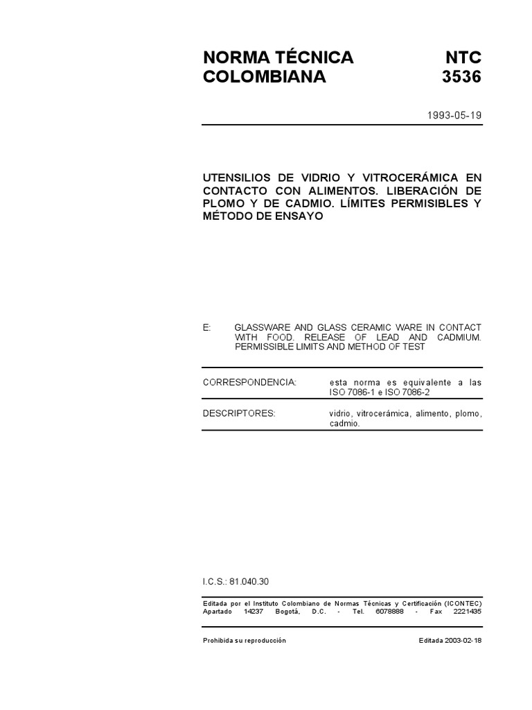 Glassware and Ceramicware Release of Lead and Cadmium Limits and Test