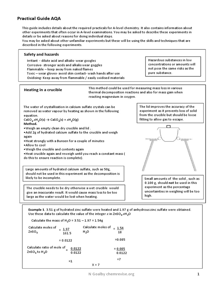 Practical Guide AQA PDF Titration Chemistry