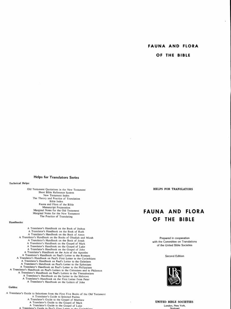 Fauna and Flora of The Bible United Bible Societies PDF Paul The