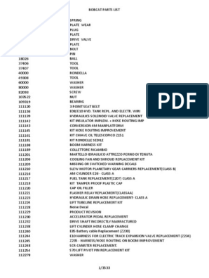 Bobcat Parts List PDF, PDF, Washer (Hardware)