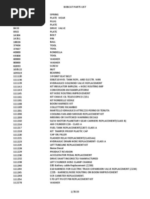 Bobcat Parts List PDF, PDF, Washer (Hardware)