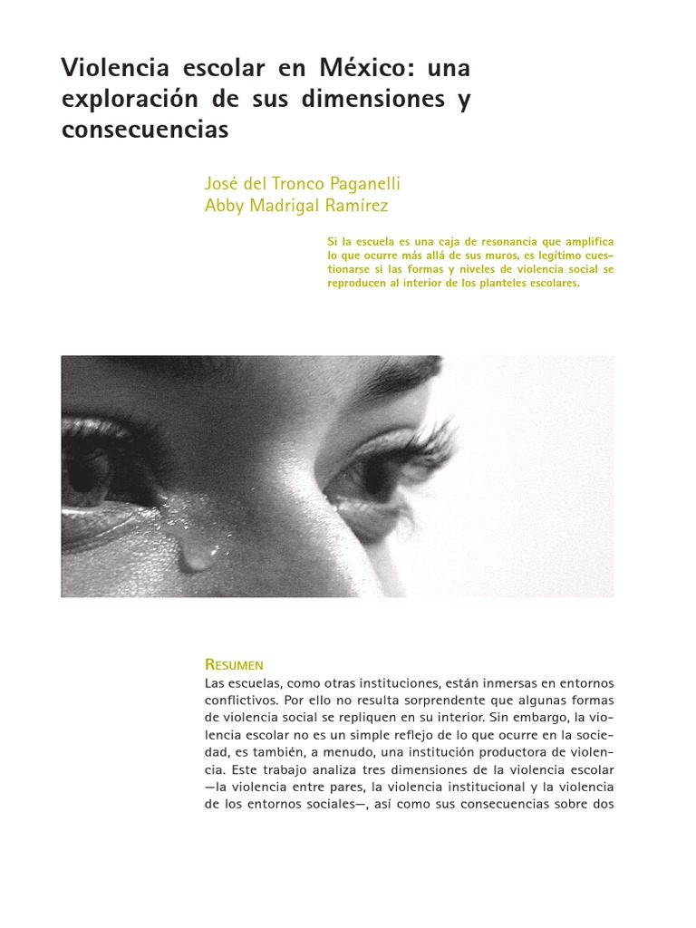 Dimensiones de la violencia escolar en México | PDF | Violencia | Bienestar
