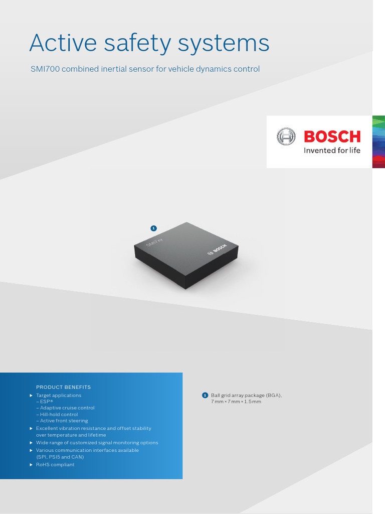 Bosch Mems Inertial Sensor Smi700 Product Info Sheet PDF Inertial Navigation System Sensor