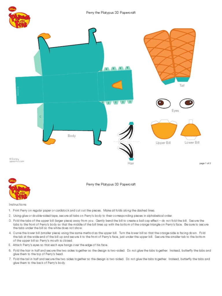 Phineas Ferb Perry Papercraft Printable 0611 | PDF