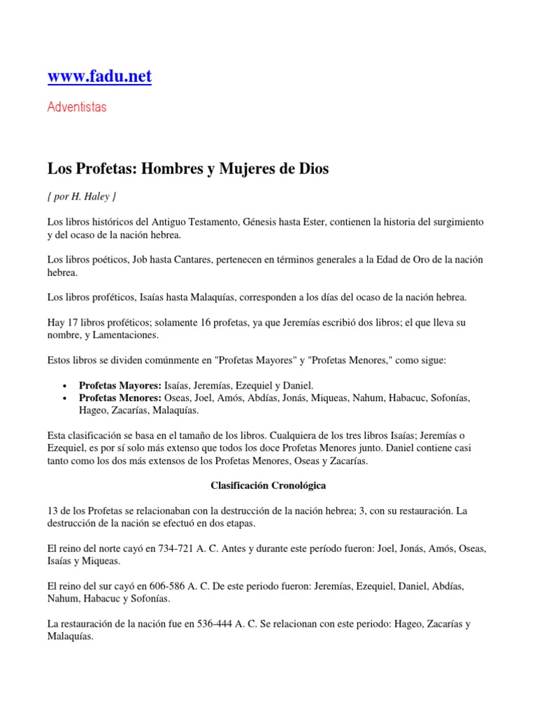 Los 12 Profetas Menores en la Biblia | PDF | Doce profetas menores ...